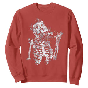 Gothic Grunge Floral Skeleton Sweatshirt Dark Alternative Aesthetic For Women TS12 Red Print Your Wear