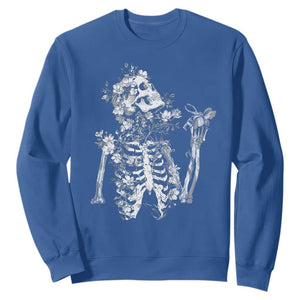 Gothic Grunge Floral Skeleton Sweatshirt Dark Alternative Aesthetic For Women TS12 Royal Blue Print Your Wear