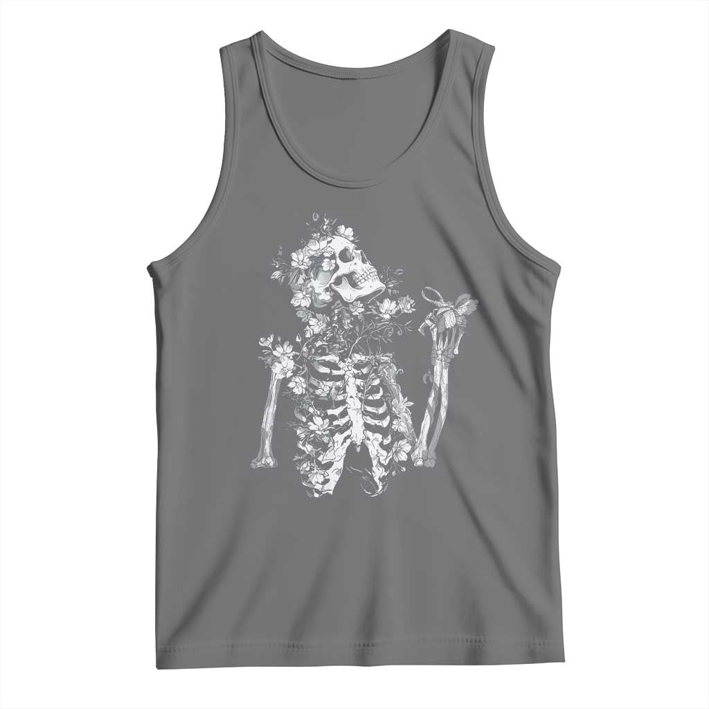 Gothic Grunge Floral Skeleton Tank Top Dark Alternative Aesthetic For Women TS12 Black Heather Print Your Wear