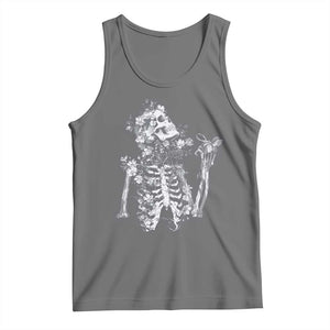 Gothic Grunge Floral Skeleton Tank Top Dark Alternative Aesthetic For Women TS12 Black Heather Print Your Wear