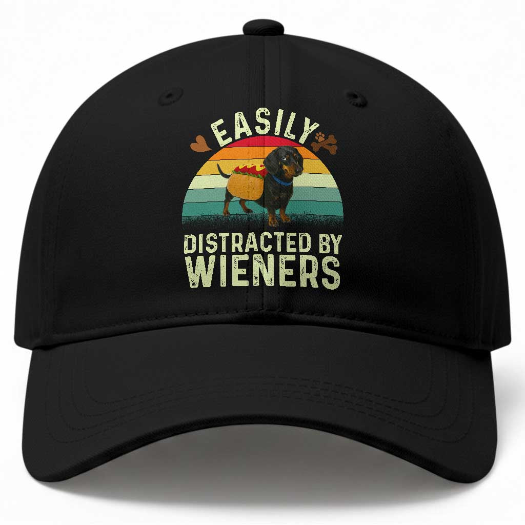 Easily Distracted By Wieners Baseball Cap Funny Dachshund Dog In A Hot Dog Costume TS12 Print Your Wear