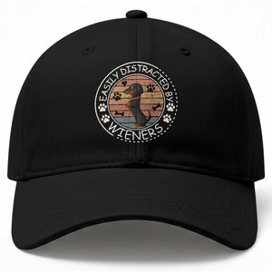 Easily Distracted By Wieners Baseball Cap Dachshund Dog Lover Retro Sunset TS12 Print Your Wear