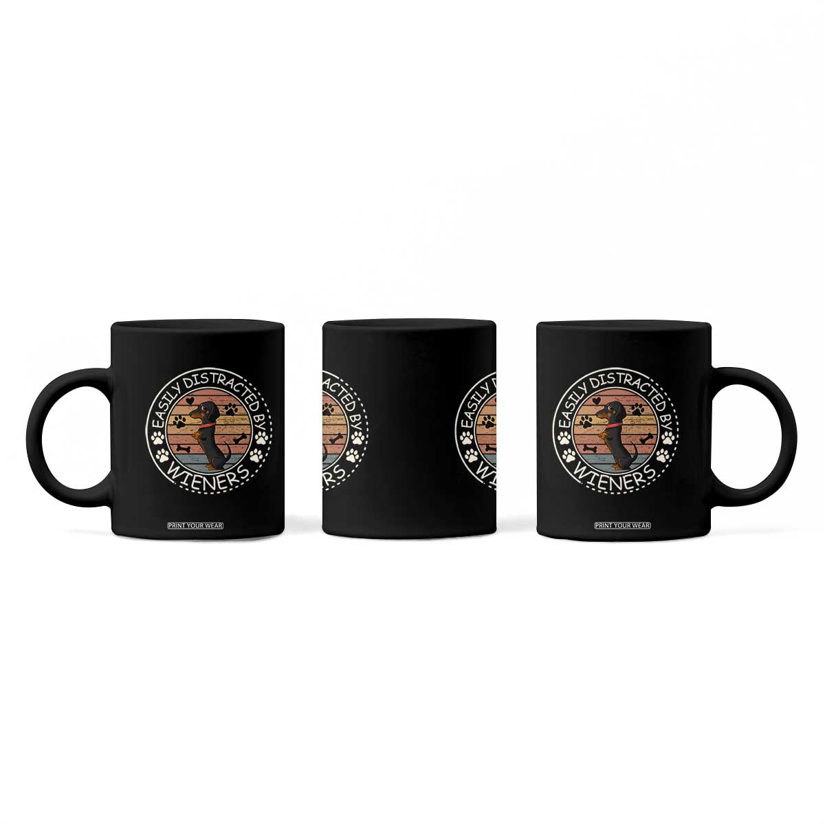 Easily Distracted By Wieners Coffee Mug Dachshund Dog Lover Retro Sunset TS12 Print Your Wear