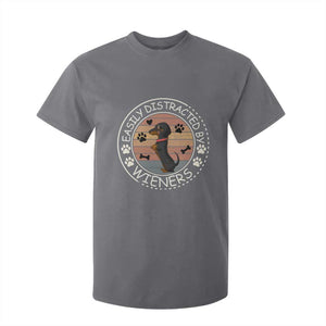 Easily Distracted By Wieners T Shirt For Kid Dachshund Dog Lover Retro Sunset TS12 Charcoal Print Your Wear