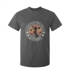 Easily Distracted By Wieners T Shirt For Kid Dachshund Dog Lover Retro Sunset TS12 Dark Heather Print Your Wear