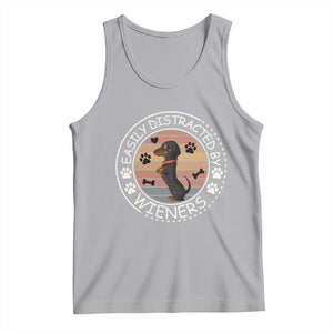 Easily Distracted By Wieners Tank Top Dachshund Dog Lover Retro Sunset TS12 Athletic Heather Print Your Wear