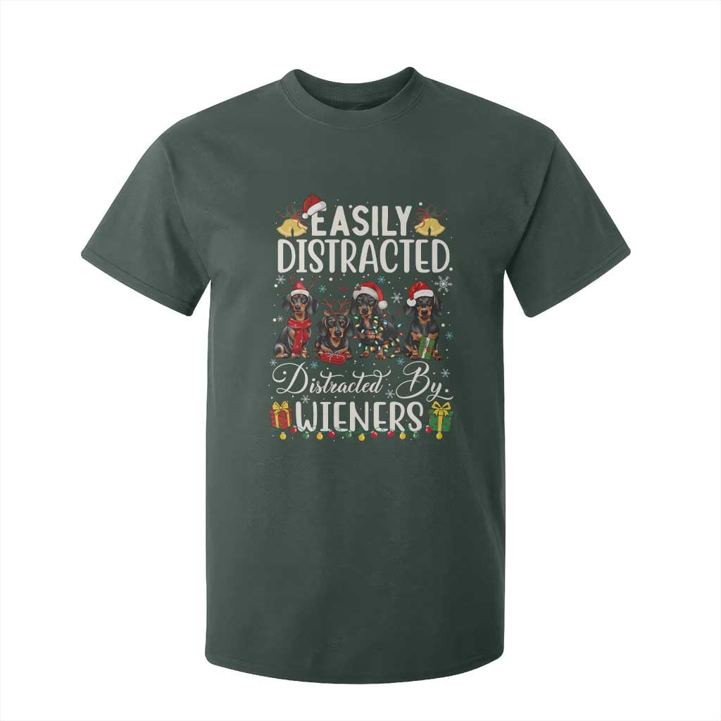 Christmas Dachshund T Shirt For Kid Funny Easily Distracted By Wieners TS12 Dark Forest Green Print Your Wear