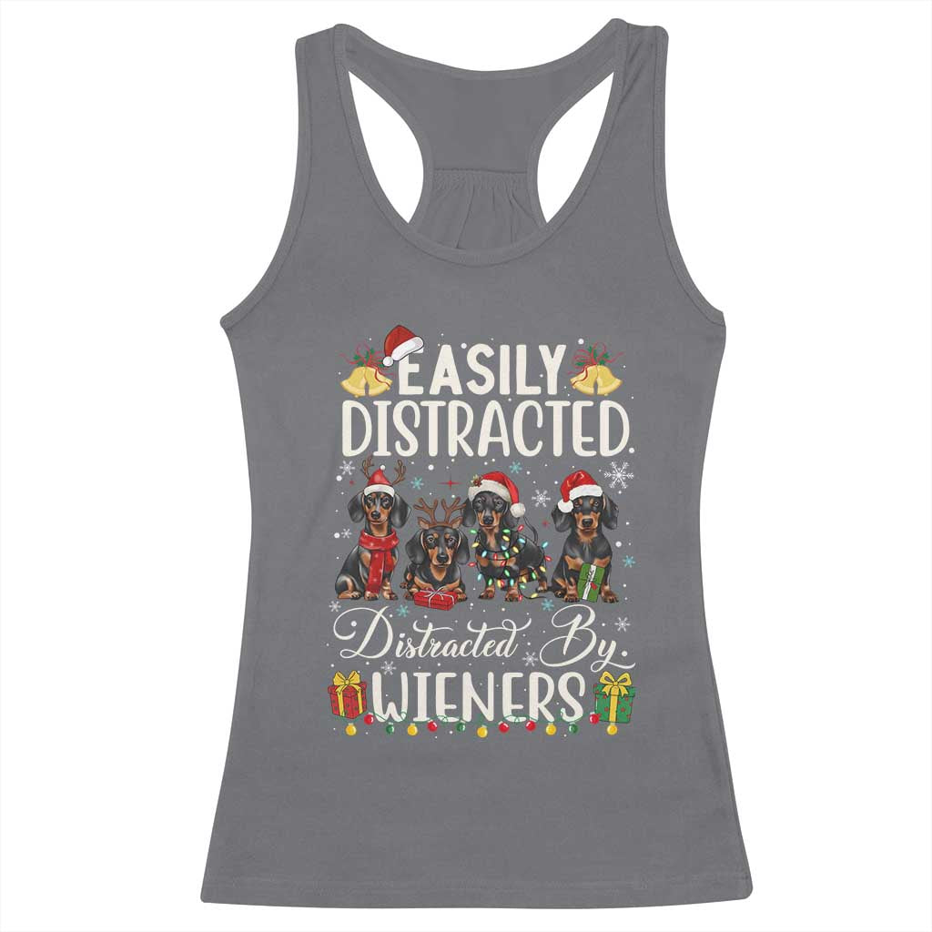 Christmas Dachshund Racerback Tank Top Funny Easily Distracted By Wieners TS12 Charcoal Print Your Wear
