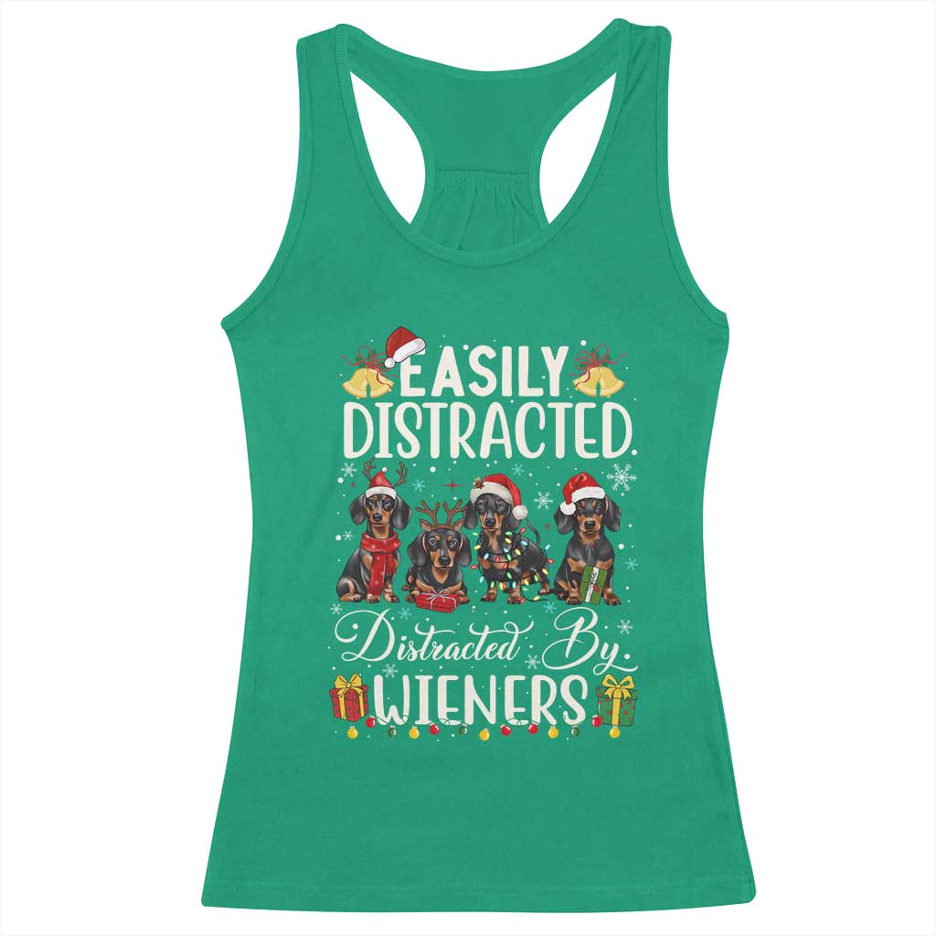 Christmas Dachshund Racerback Tank Top Funny Easily Distracted By Wieners TS12 Irish Green Print Your Wear