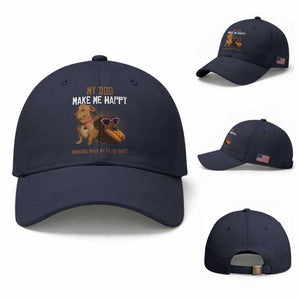 Funny Dachshund Dog Meme Baseball Cap My Dog Make Me Happy TS12 Baseball Cap Universal Fit Navy Print Your Wear