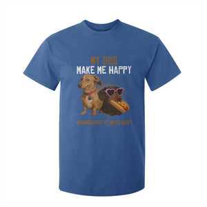Funny Dachshund Dog Meme T Shirt For Kid My Dog Make Me Happy TS12 Royal Blue Print Your Wear