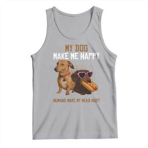 Funny Dachshund Dog Meme Tank Top My Dog Make Me Happy TS12 Athletic Heather Print Your Wear