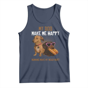 Funny Dachshund Dog Meme Tank Top My Dog Make Me Happy TS12 Navy Print Your Wear
