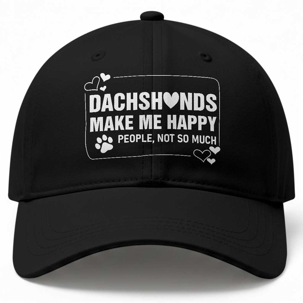 Dog Lover Baseball Cap Dachshunds Make Me Happy Quote TS12 Print Your Wear