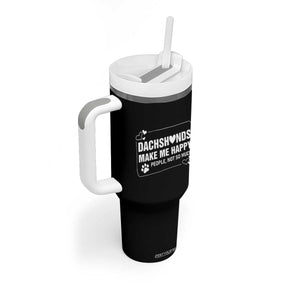 Dog Lover Tumbler With Handle Dachshunds Make Me Happy Quote TS12 Print Your Wear