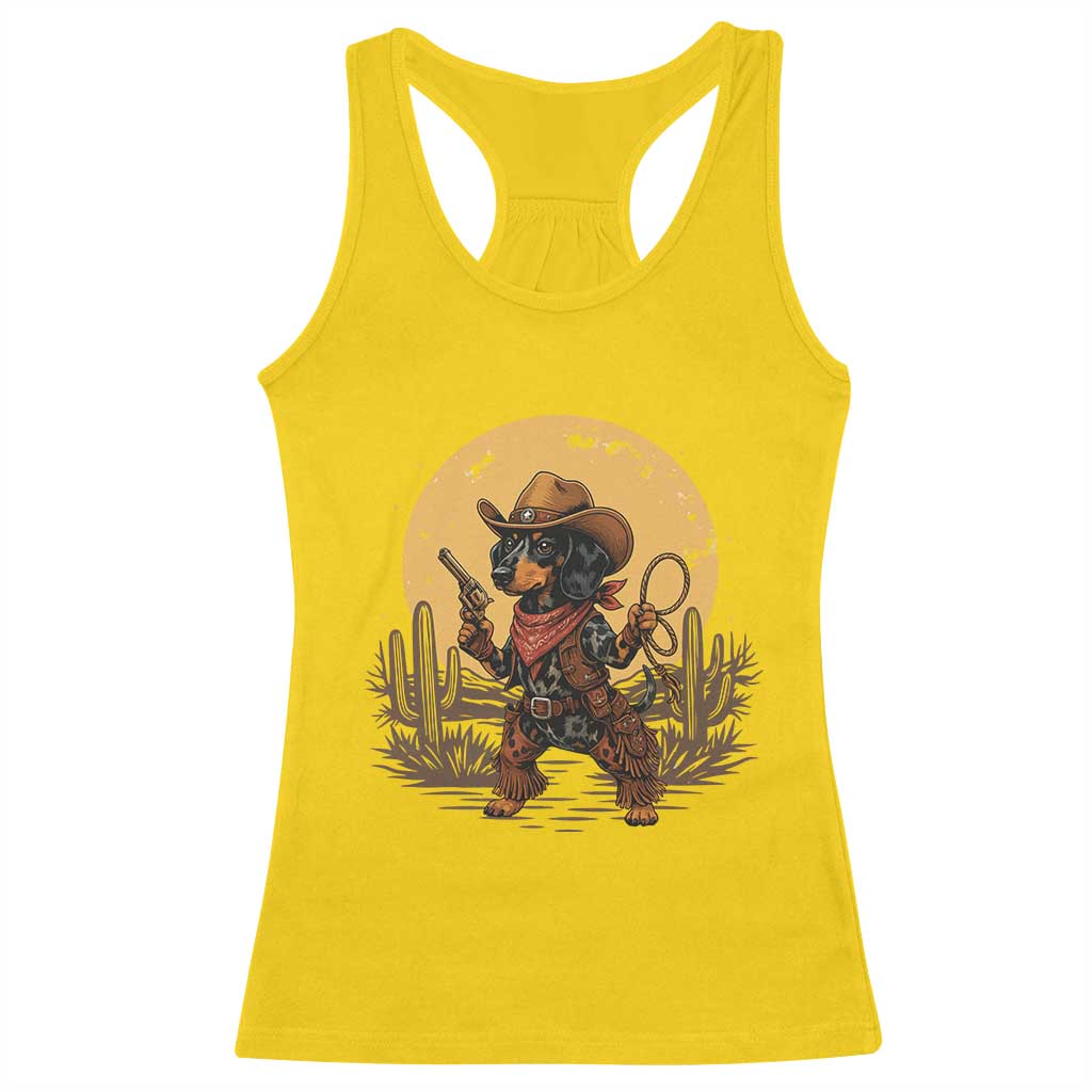 Funny Dachshund Cowboy Racerback Tank Top Western Wiener Dog TS12 Daisy Print Your Wear