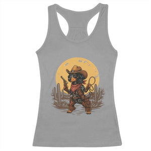 Funny Dachshund Cowboy Racerback Tank Top Western Wiener Dog TS12 Sport Gray Print Your Wear