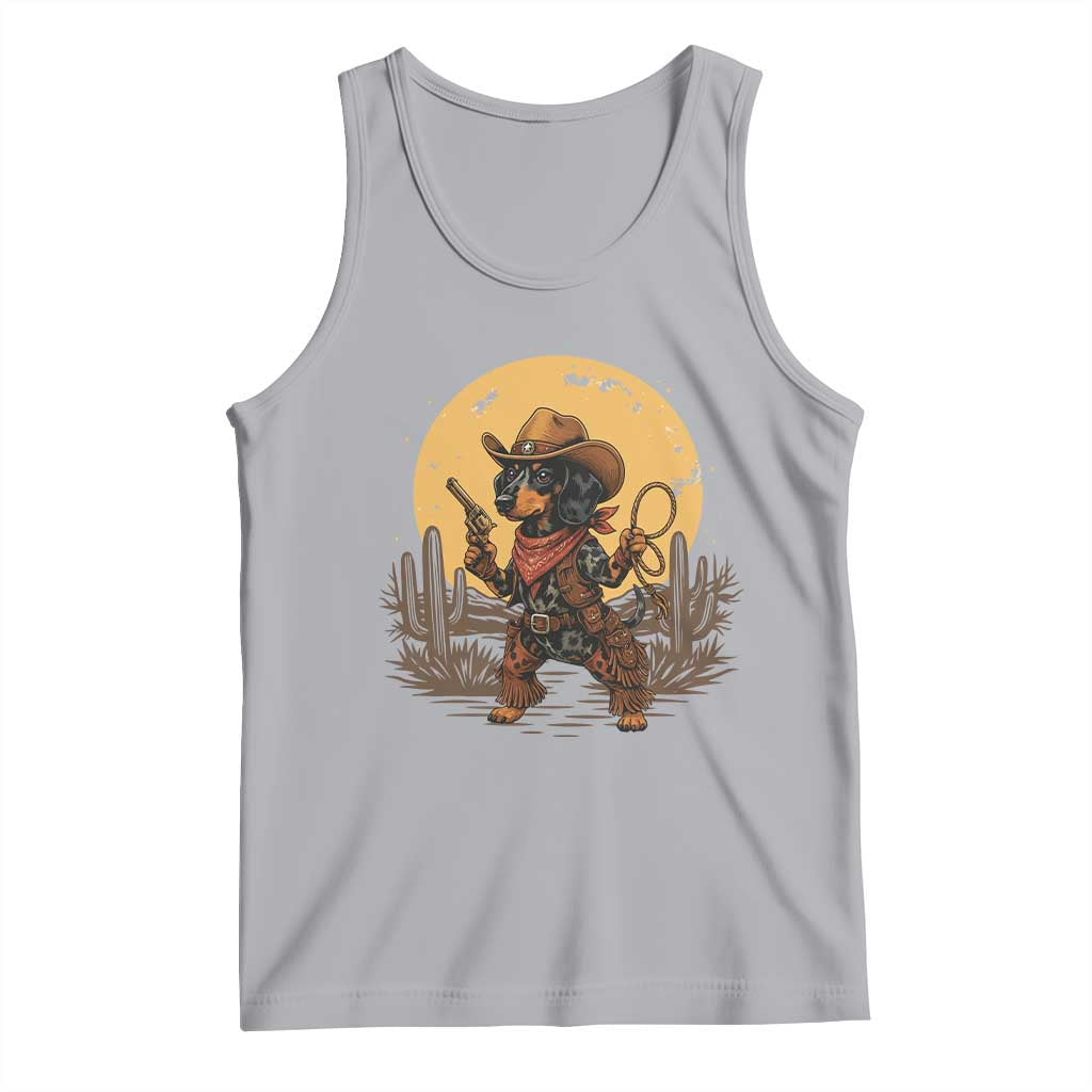 Funny Dachshund Cowboy Tank Top Western Wiener Dog TS12 Athletic Heather Print Your Wear