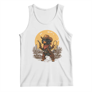 Funny Dachshund Cowboy Tank Top Western Wiener Dog TS12 White Print Your Wear