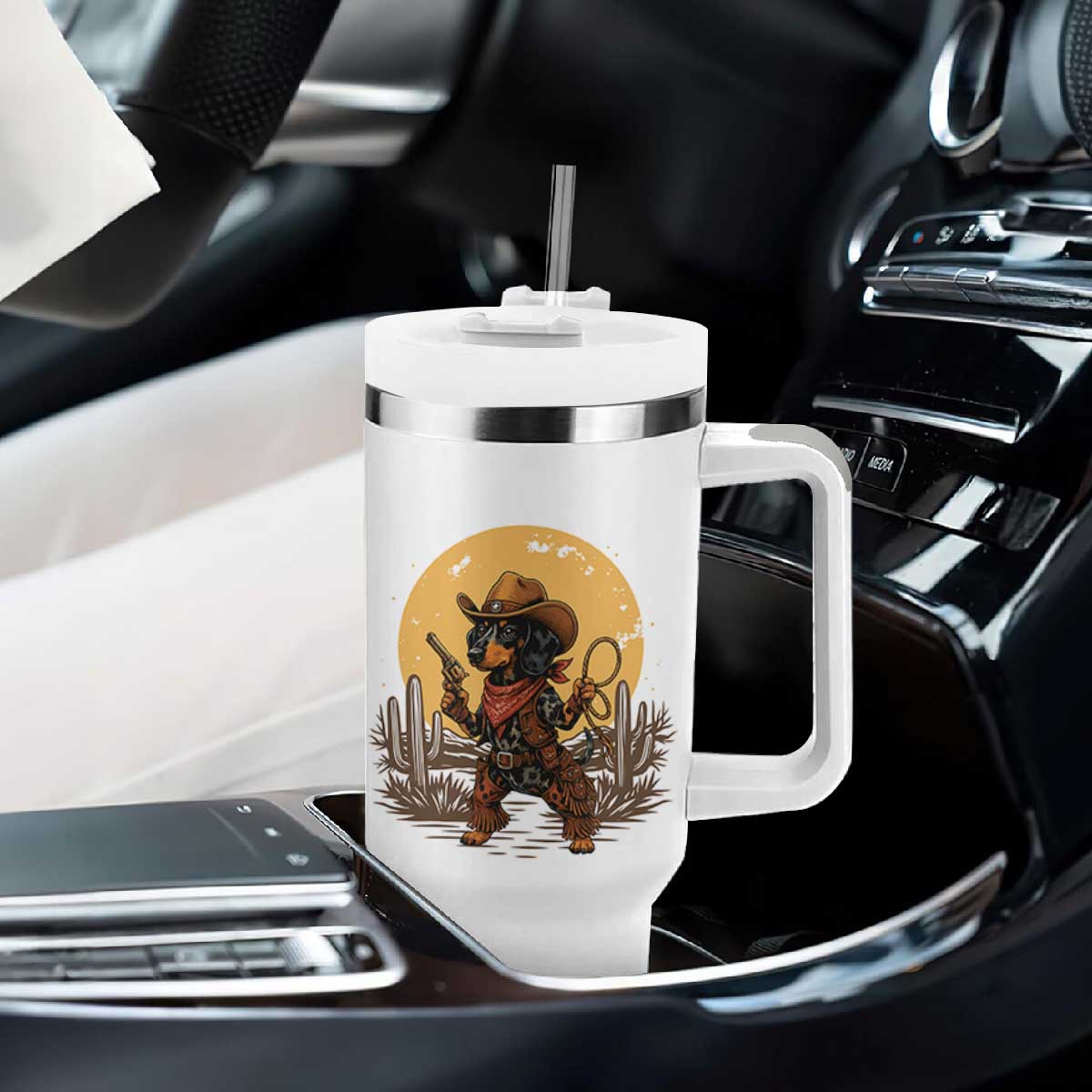 Funny Dachshund Cowboy Tumbler With Handle Western Wiener Dog TS12 Print Your Wear
