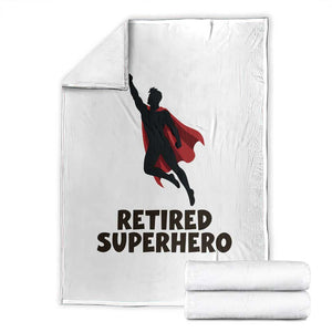 Retired Superhero Retirement Gift Throw Blanket Flying Red Cape Silhouette Graphic TS12 White Print Your Wear