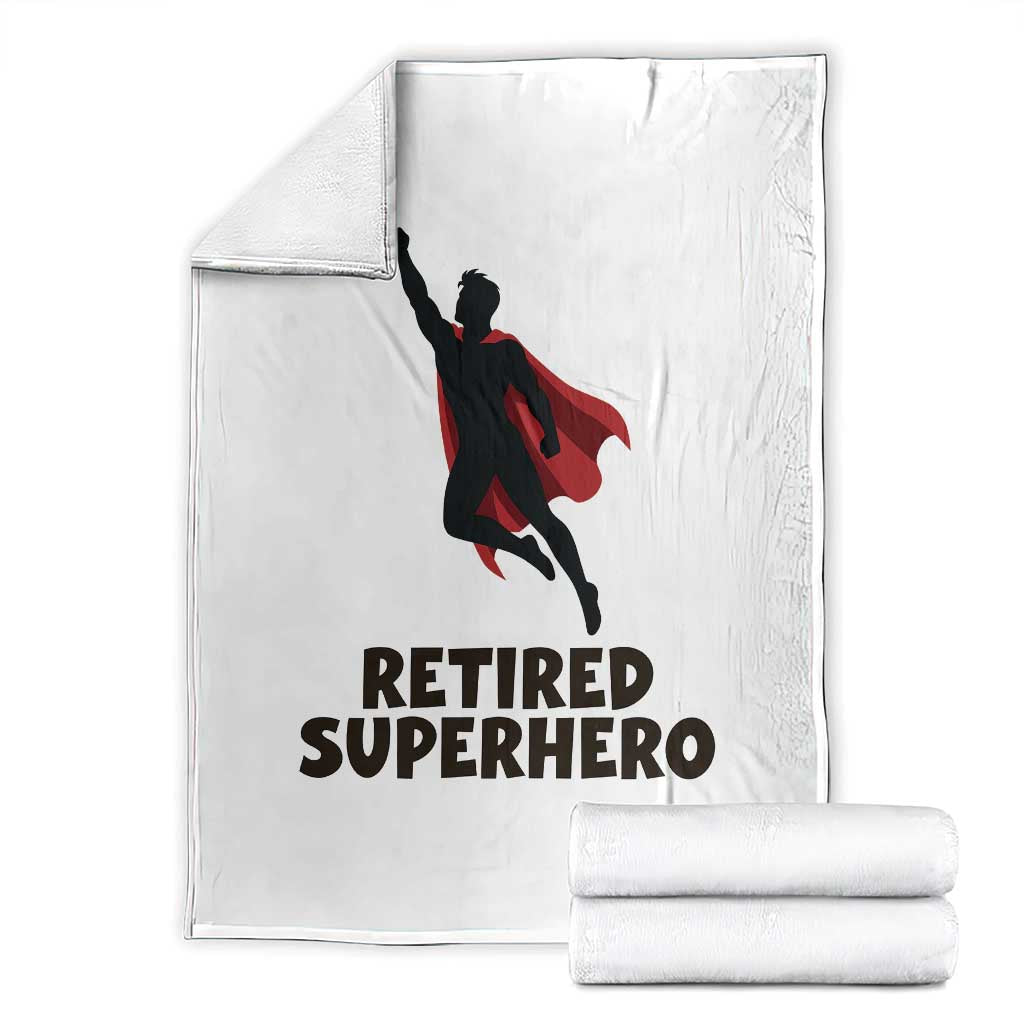 Retired Superhero Retirement Gift Throw Blanket Flying Red Cape Silhouette Graphic TS12 White Print Your Wear