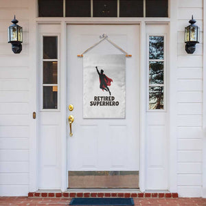 Retired Superhero Retirement Gift Garden Flag Flying Red Cape Silhouette Graphic TS12 Print Your Wear