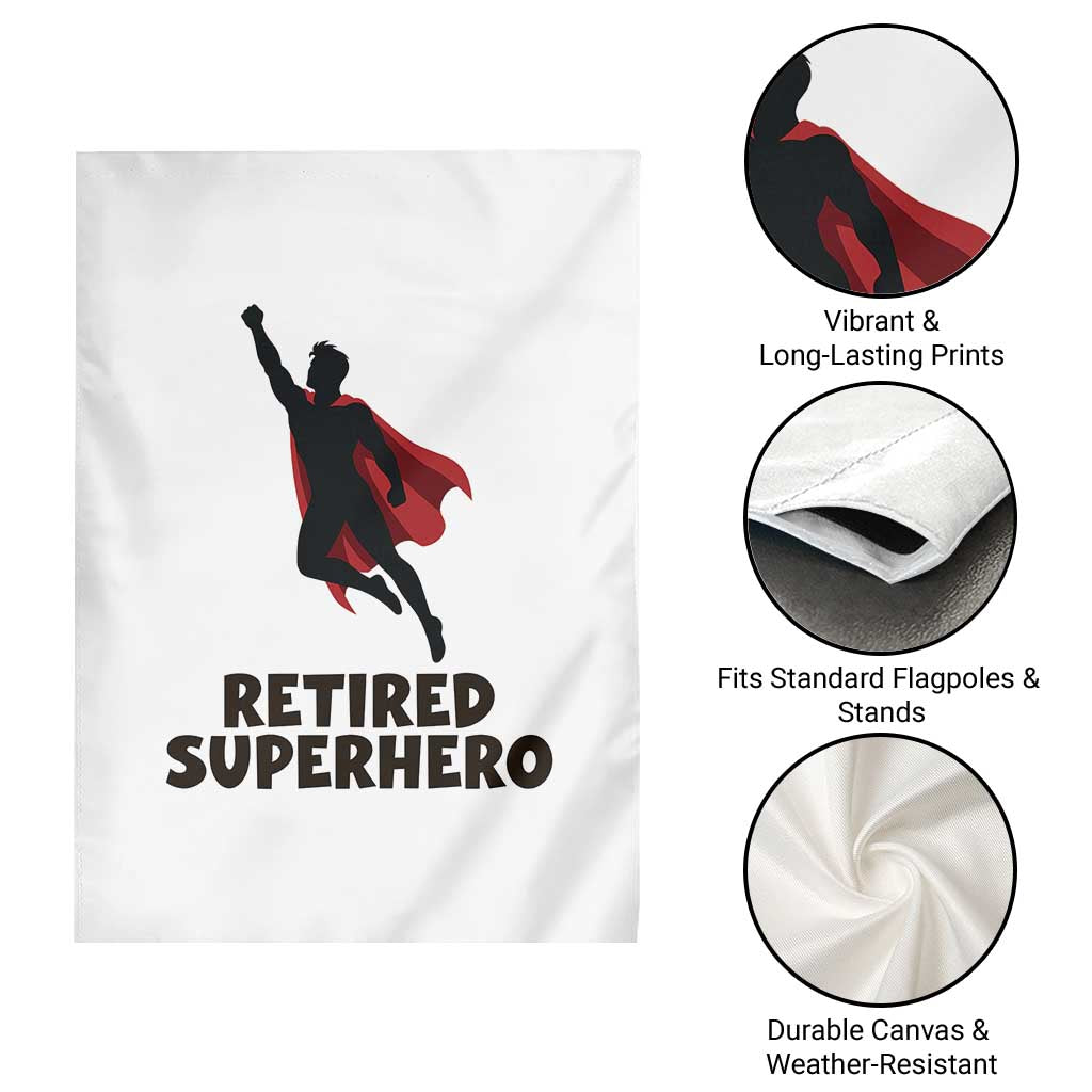 Retired Superhero Retirement Gift Garden Flag Flying Red Cape Silhouette Graphic TS12 Print Your Wear