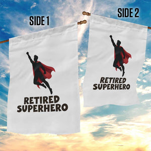 Retired Superhero Retirement Gift Garden Flag Flying Red Cape Silhouette Graphic TS12 Print Your Wear