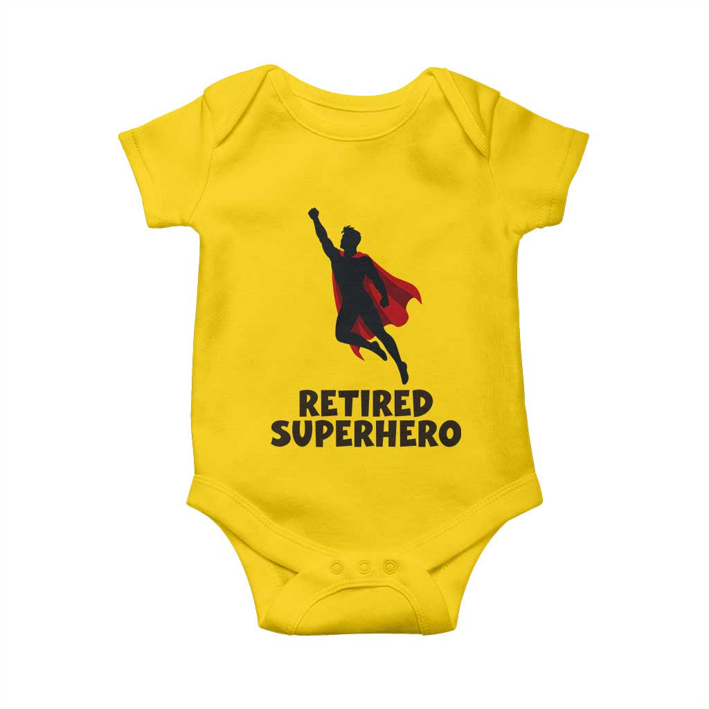 Retired Superhero Retirement Gift Baby Onesie Flying Red Cape Silhouette Graphic TS12 Daisy Print Your Wear