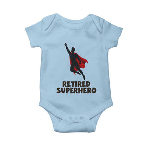 Retired Superhero Retirement Gift Baby Onesie Flying Red Cape Silhouette Graphic TS12 Light Blue Print Your Wear