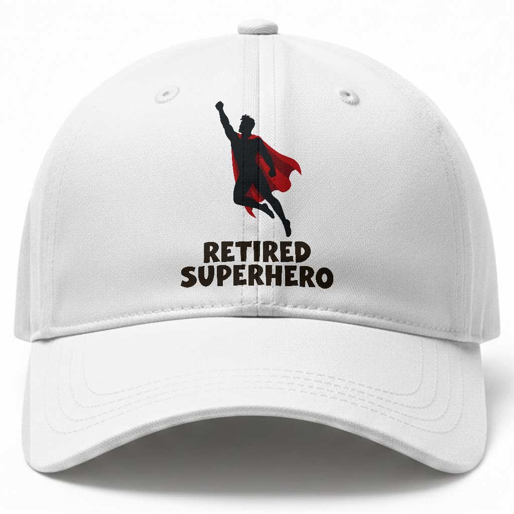 Retired Superhero Retirement Gift Baseball Cap Flying Red Cape Silhouette Graphic TS12 Print Your Wear