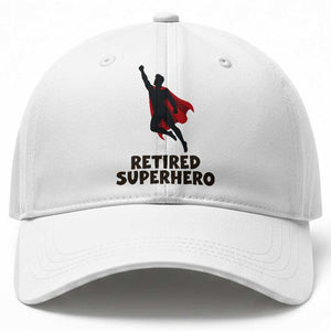 Retired Superhero Retirement Gift Baseball Cap Flying Red Cape Silhouette Graphic TS12 Print Your Wear