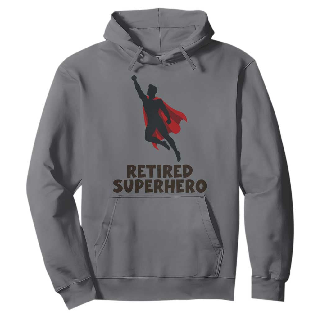 Retired Superhero Retirement Gift Hoodie Flying Red Cape Silhouette Graphic TS12 Charcoal Print Your Wear