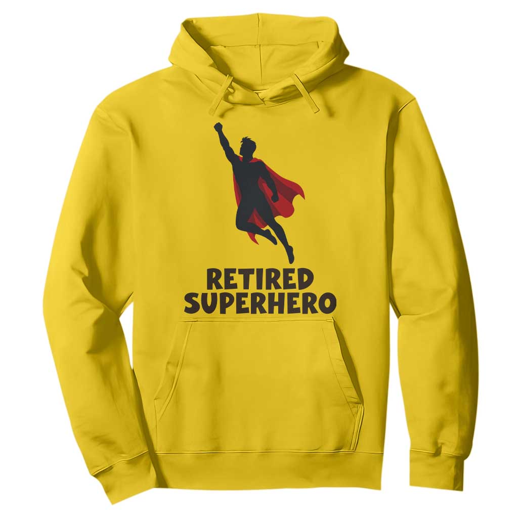 Retired Superhero Retirement Gift Hoodie Flying Red Cape Silhouette Graphic TS12 Daisy Print Your Wear