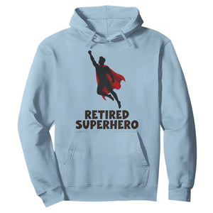 Retired Superhero Retirement Gift Hoodie Flying Red Cape Silhouette Graphic TS12 Light Blue Print Your Wear