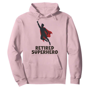 Retired Superhero Retirement Gift Hoodie Flying Red Cape Silhouette Graphic TS12 Light Pink Print Your Wear