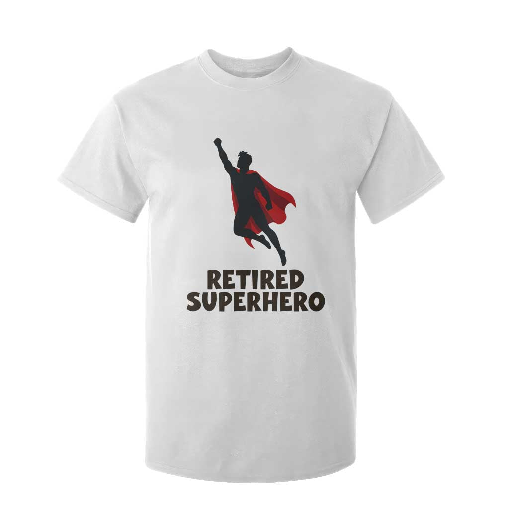 Retired Superhero Retirement Gift T Shirt For Kid Flying Red Cape Silhouette Graphic TS12 White Print Your Wear