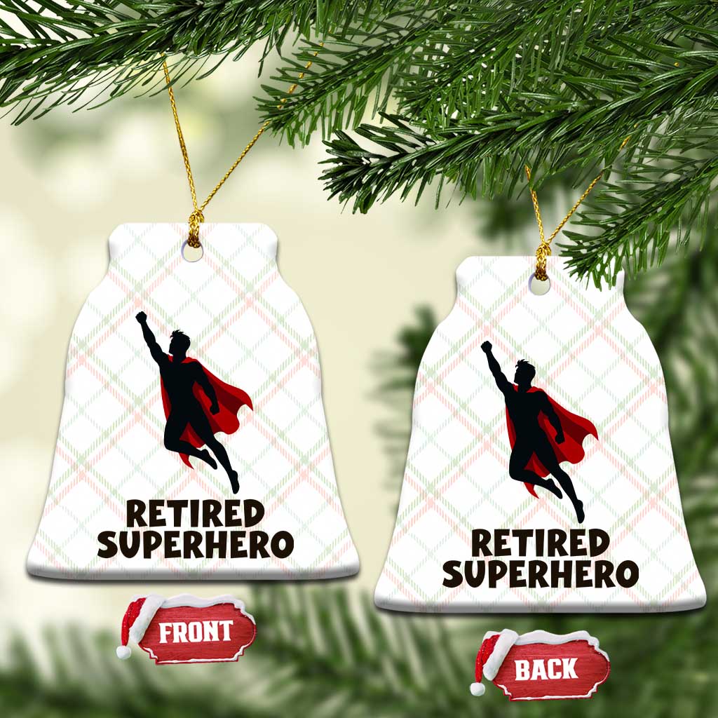 Retired Superhero Retirement Gift Ceramic Ornament Flying Red Cape Silhouette Graphic TS12 Print Your Wear