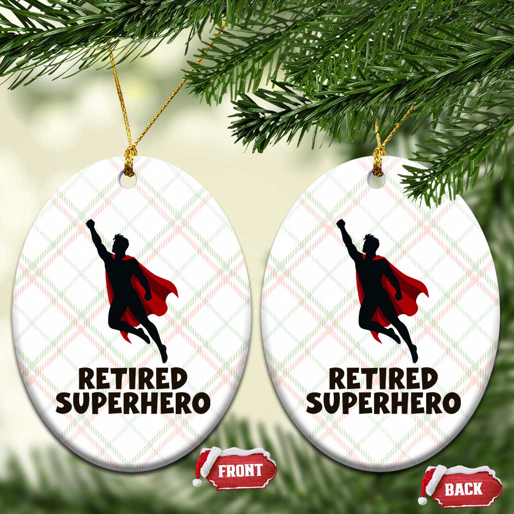Retired Superhero Retirement Gift Ceramic Ornament Flying Red Cape Silhouette Graphic TS12 Print Your Wear