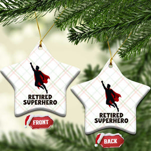 Retired Superhero Retirement Gift Ceramic Ornament Flying Red Cape Silhouette Graphic TS12 Print Your Wear