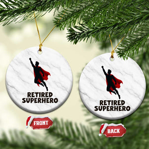 Retired Superhero Retirement Gift Ceramic Ornament Flying Red Cape Silhouette Graphic TS12 1pc White Marble Print Your Wear