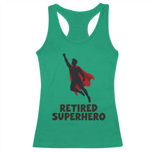 Retired Superhero Retirement Gift Racerback Tank Top Flying Red Cape Silhouette Graphic TS12 Irish Green Print Your Wear