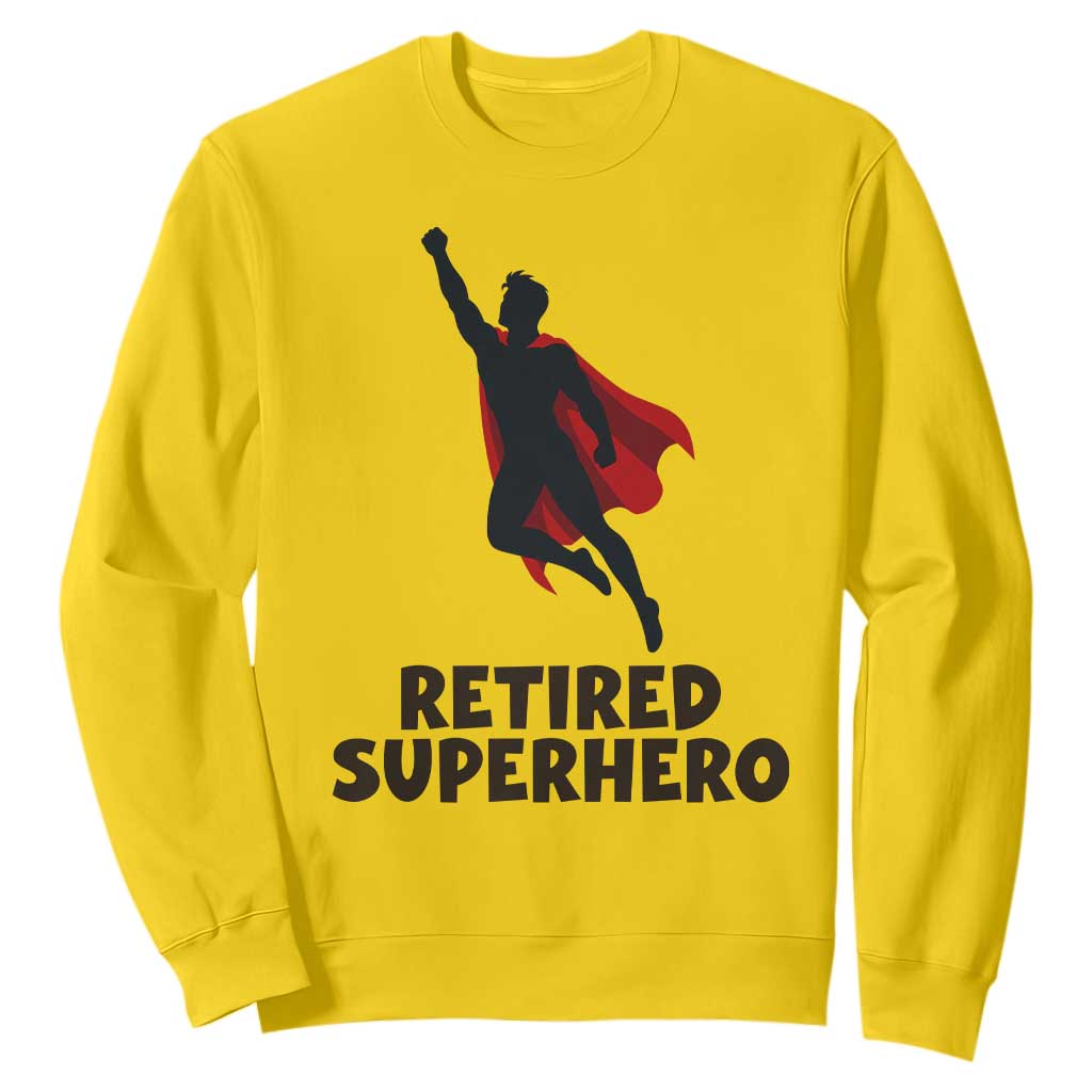 Retired Superhero Retirement Gift Sweatshirt Flying Red Cape Silhouette Graphic TS12 Daisy Print Your Wear