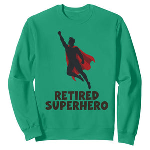 Retired Superhero Retirement Gift Sweatshirt Flying Red Cape Silhouette Graphic TS12 Irish Green Print Your Wear