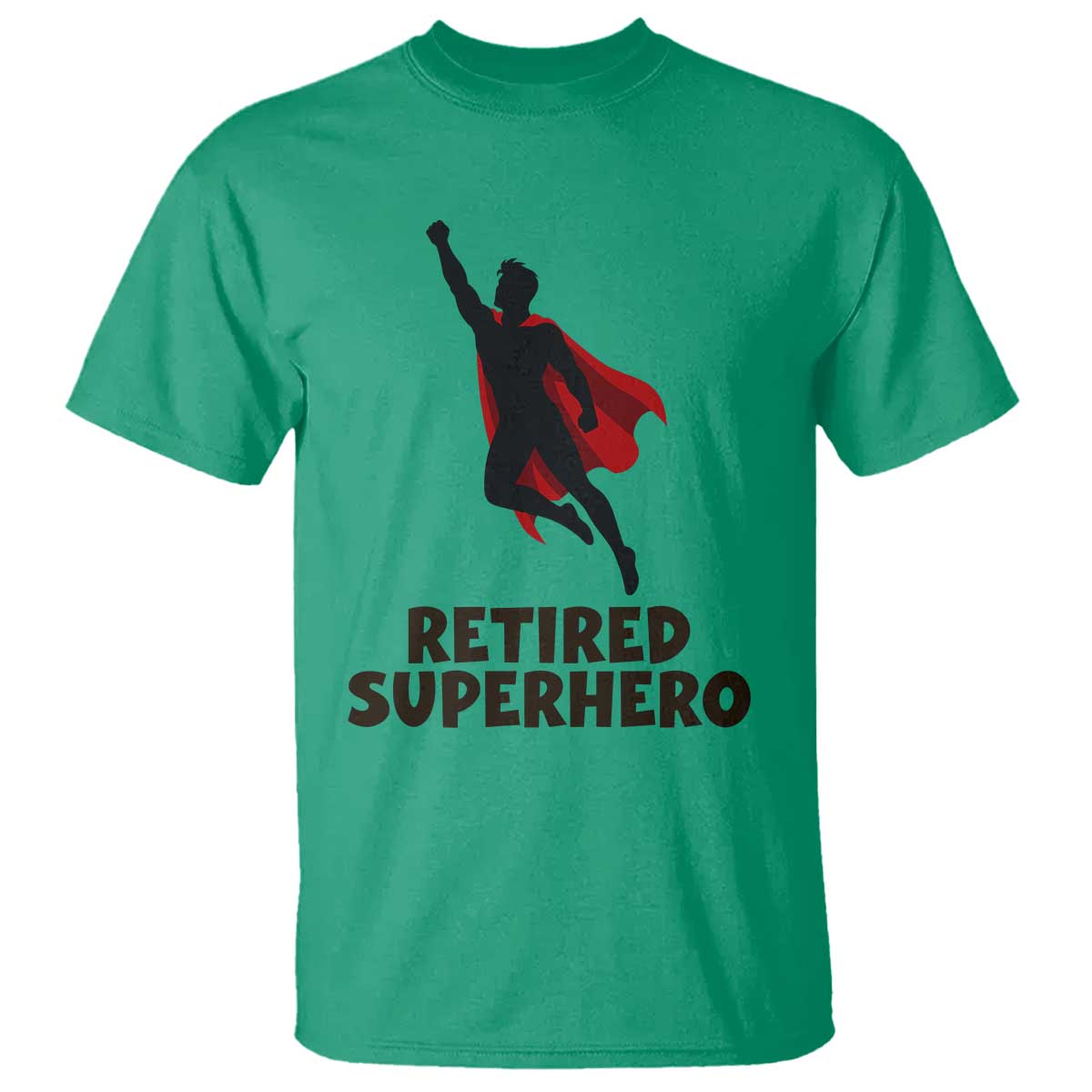 Retired Superhero Retirement Gift T Shirt Flying Red Cape Silhouette Graphic TS12 Irish Green Print Your Wear