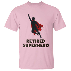Retired Superhero Retirement Gift T Shirt Flying Red Cape Silhouette Graphic TS12 Light Pink Print Your Wear