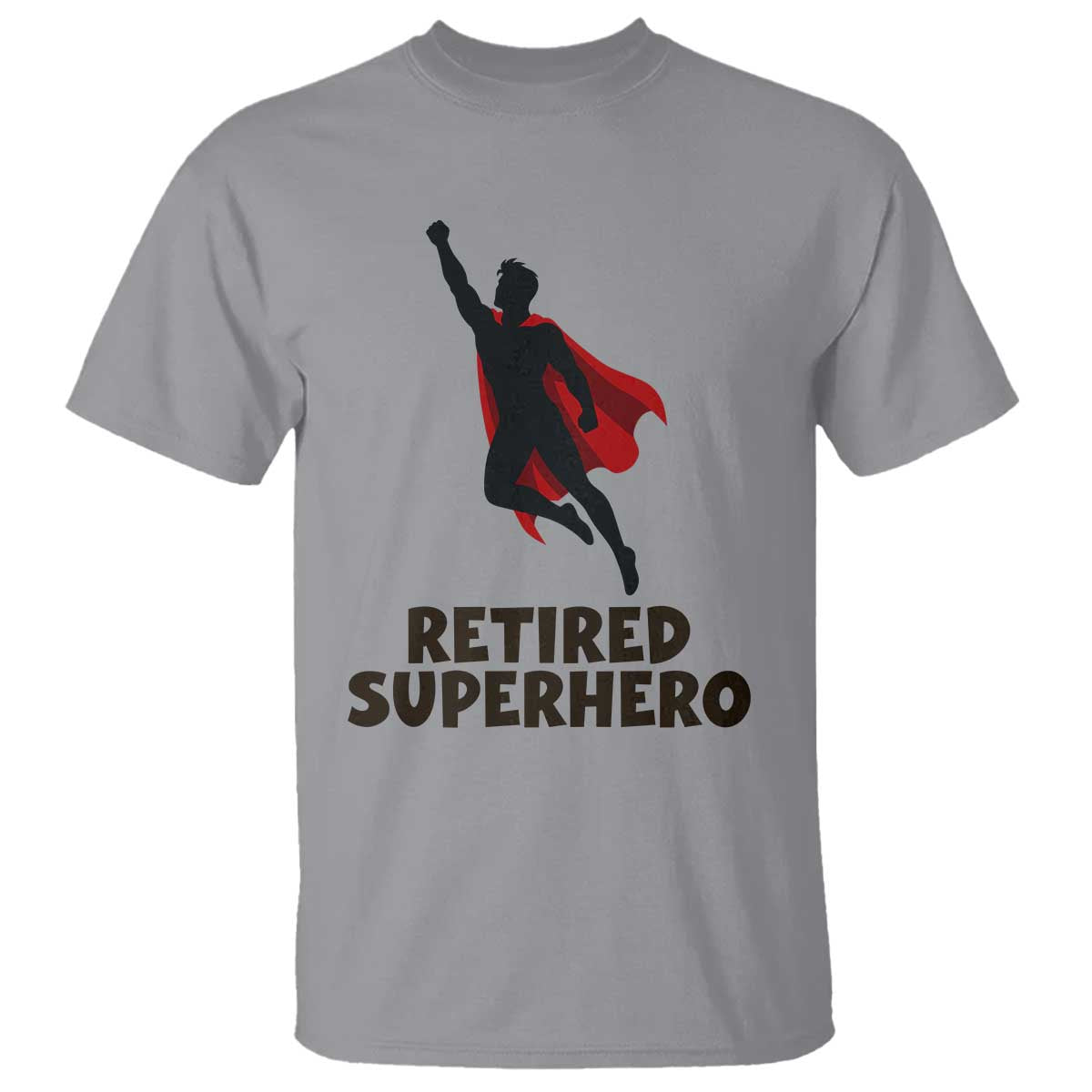 Retired Superhero Retirement Gift T Shirt Flying Red Cape Silhouette Graphic TS12 Sport Gray Print Your Wear