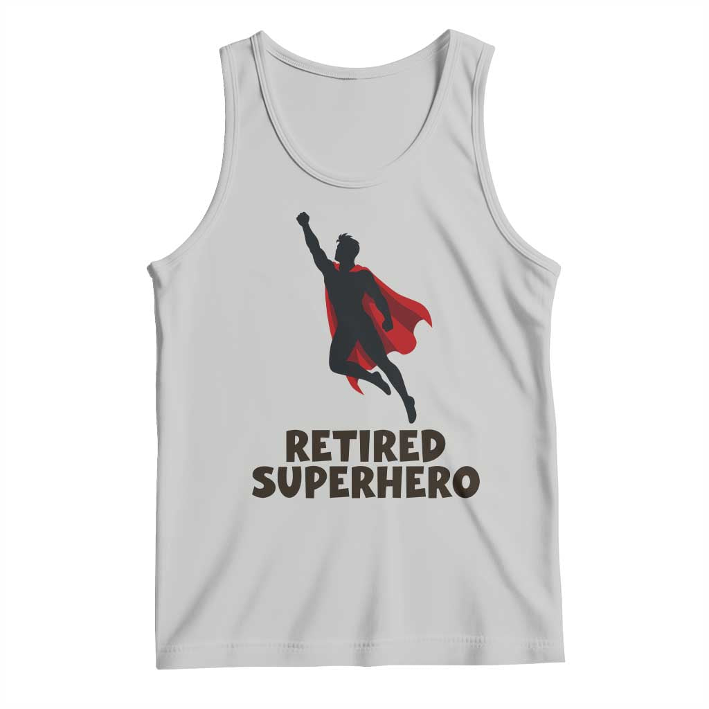 Retired Superhero Retirement Gift Tank Top Flying Red Cape Silhouette Graphic TS12 Ash Print Your Wear