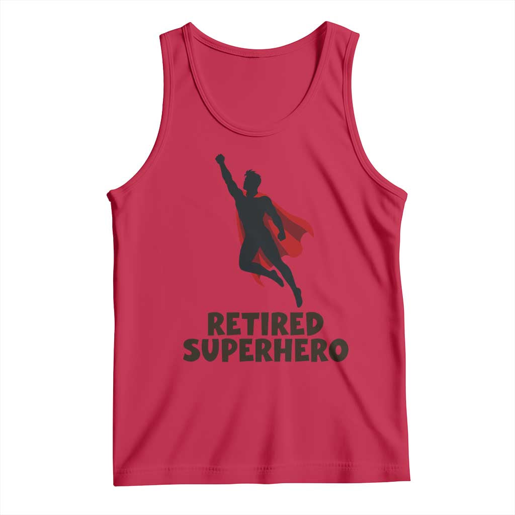 Retired Superhero Retirement Gift Tank Top Flying Red Cape Silhouette Graphic TS12 Red Print Your Wear